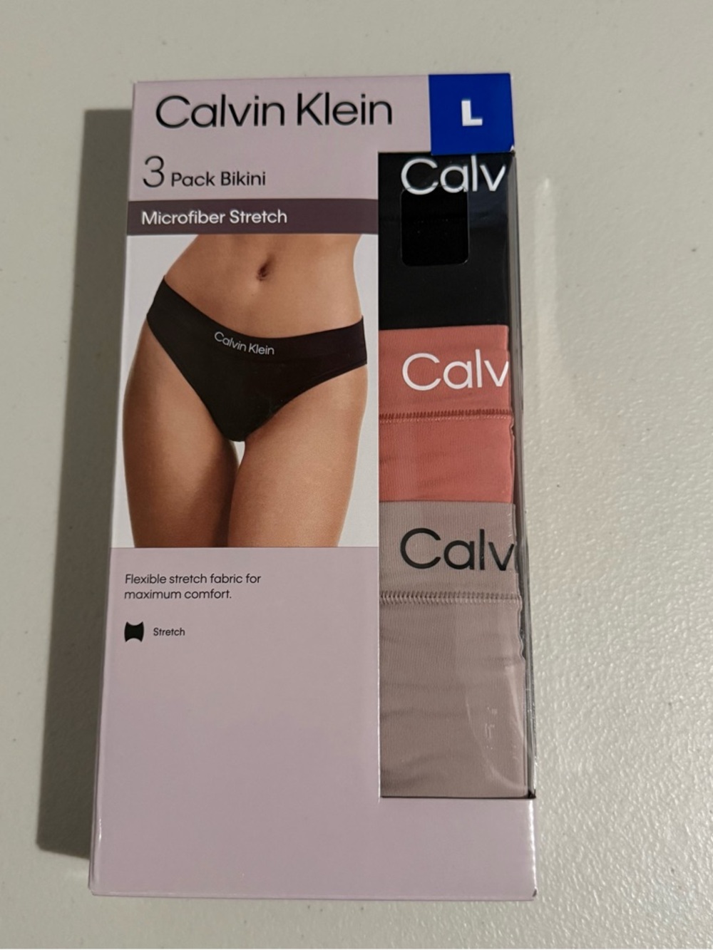Calvin Klein Women’s Bikini Panties Comfortable Fit 3Pack Multi Color Size Large